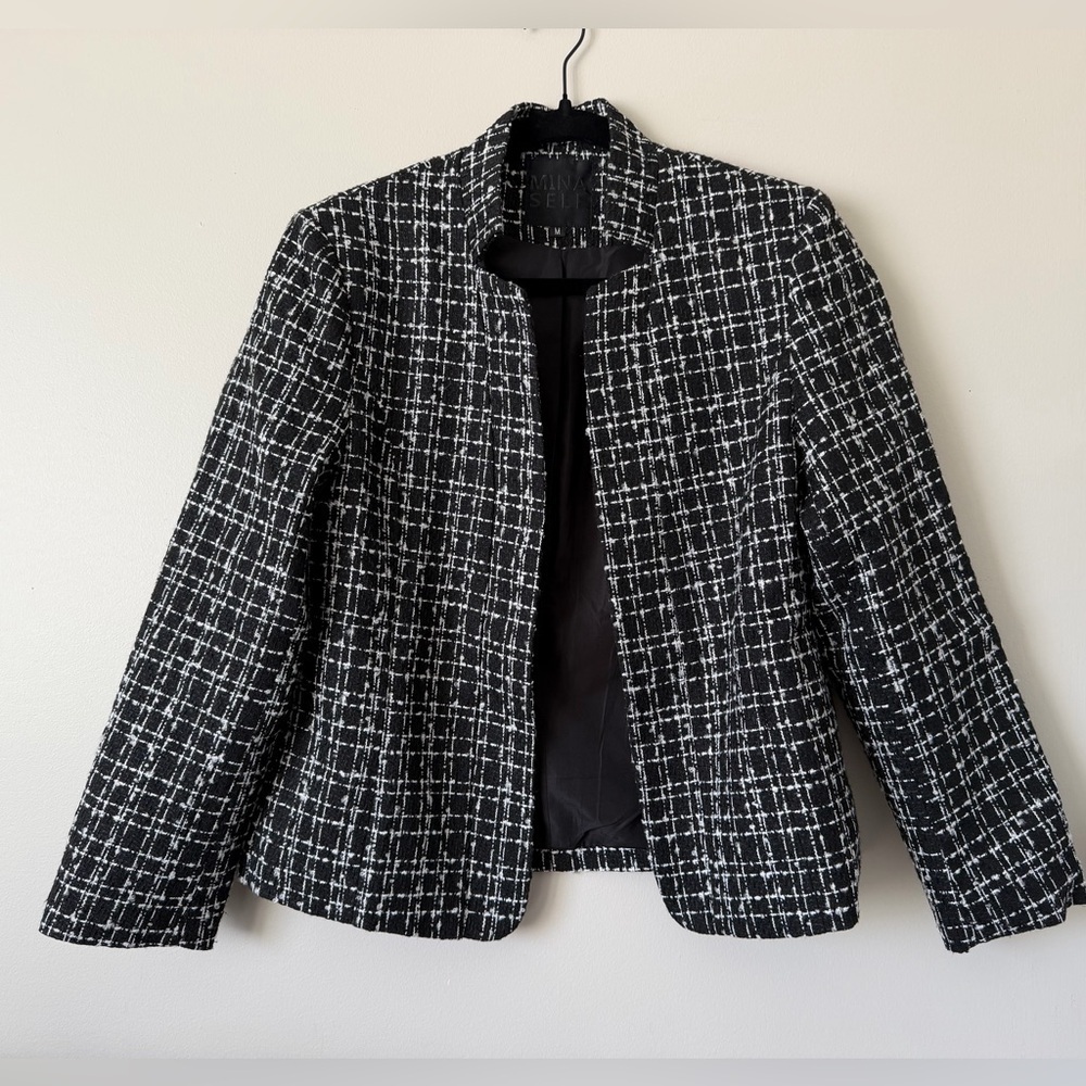 Mina Self Tweed Blazer Black and White Size M - Picture 4 of 8